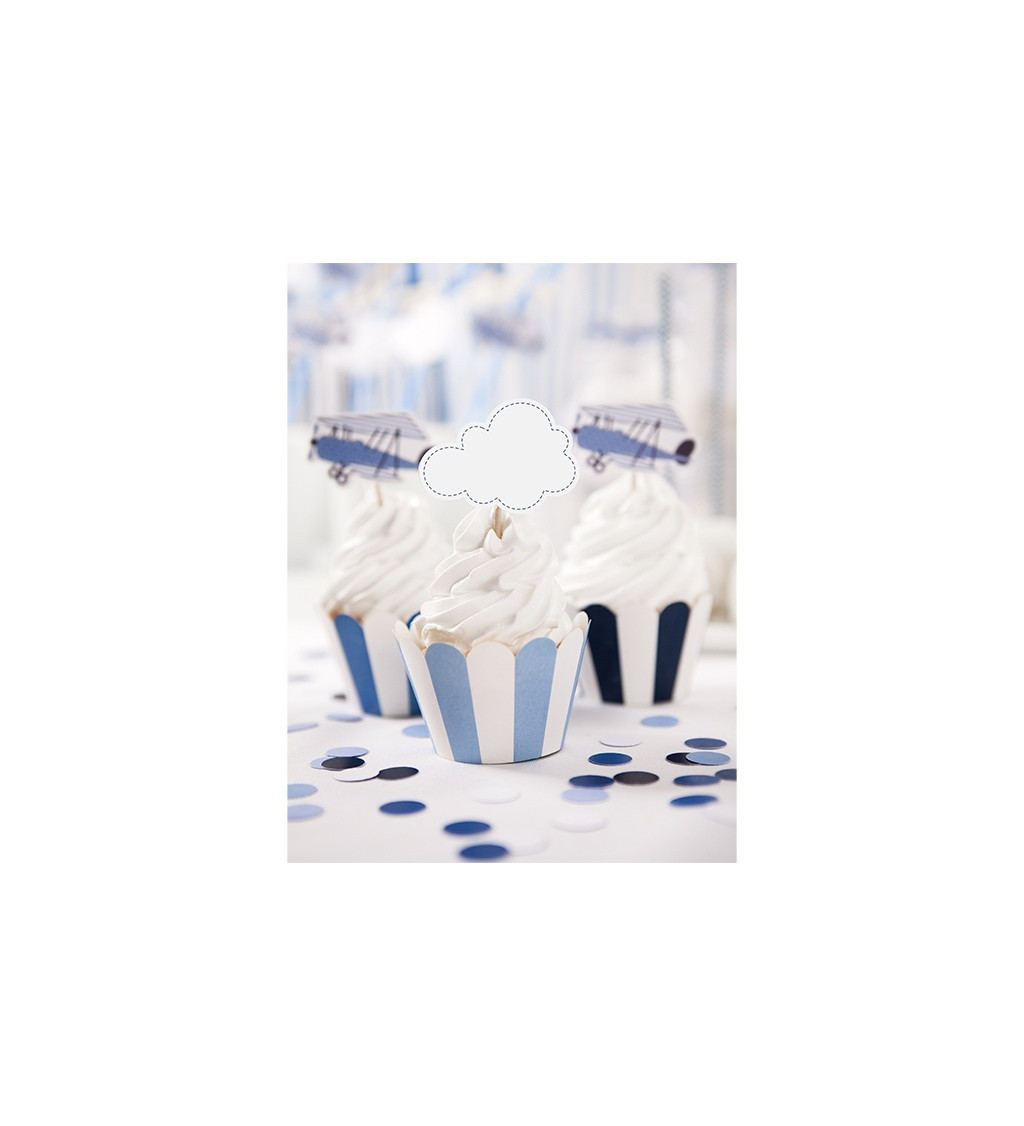 Košíčky na dortíky - modré pruhy, 6 ks