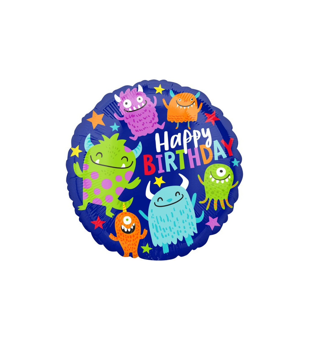 Fóliový balónek Happy Birthday - příšerky s.r.o