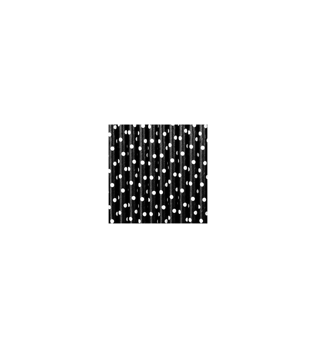 Brčka - Papírová, černá s bílými puntíky 