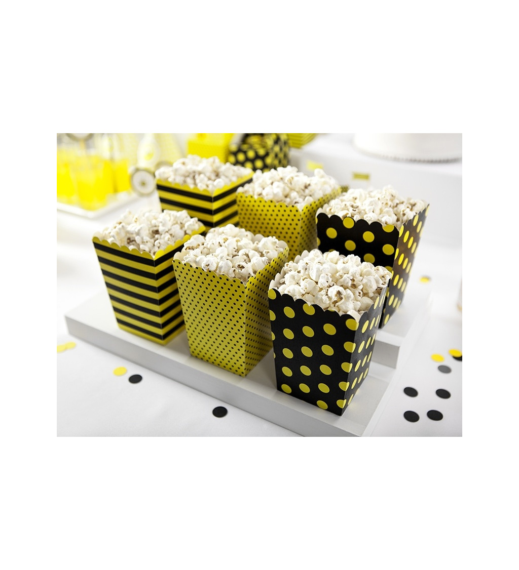 Set barevných krabiček na popcorn (žluto-černé)