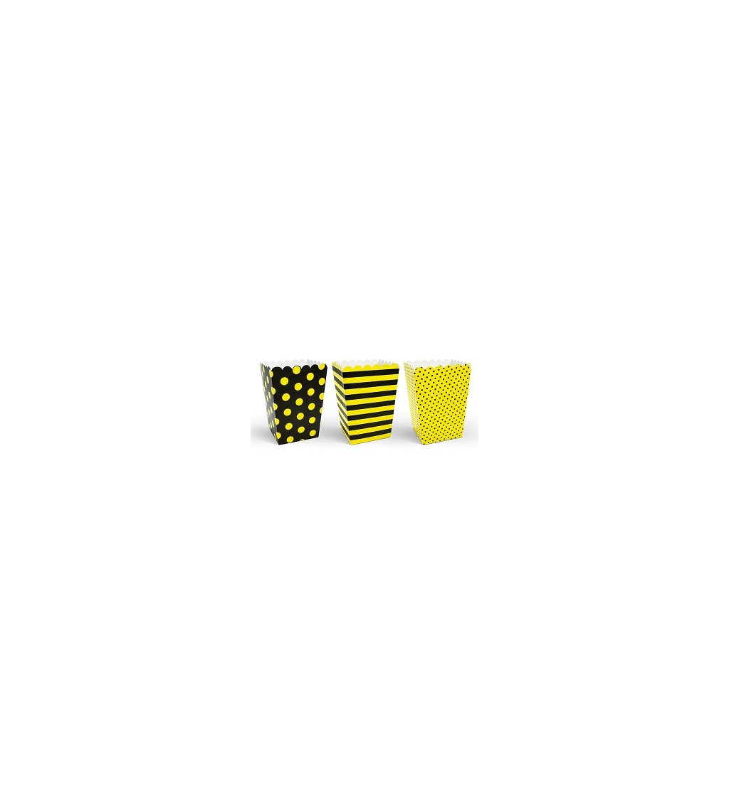 Set barevných krabiček na popcorn (žluto-černé)