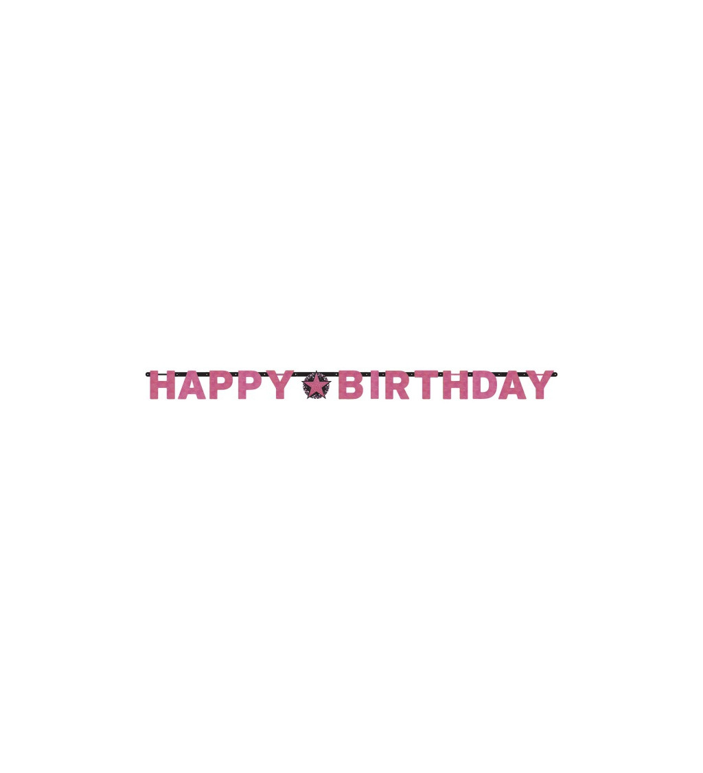  Růžový banner – Happy birthday