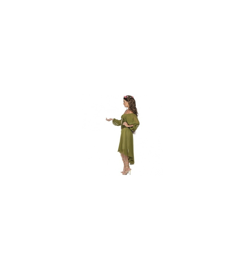 Dámský kostým - Lesní víla, zelené šaty