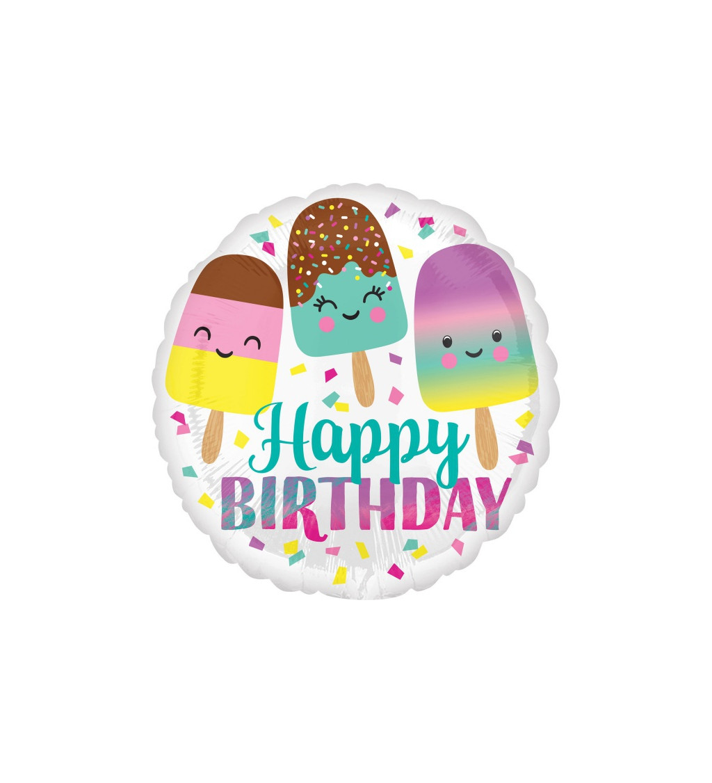 Fóliový balónek Happy Birthday - Ice Cream