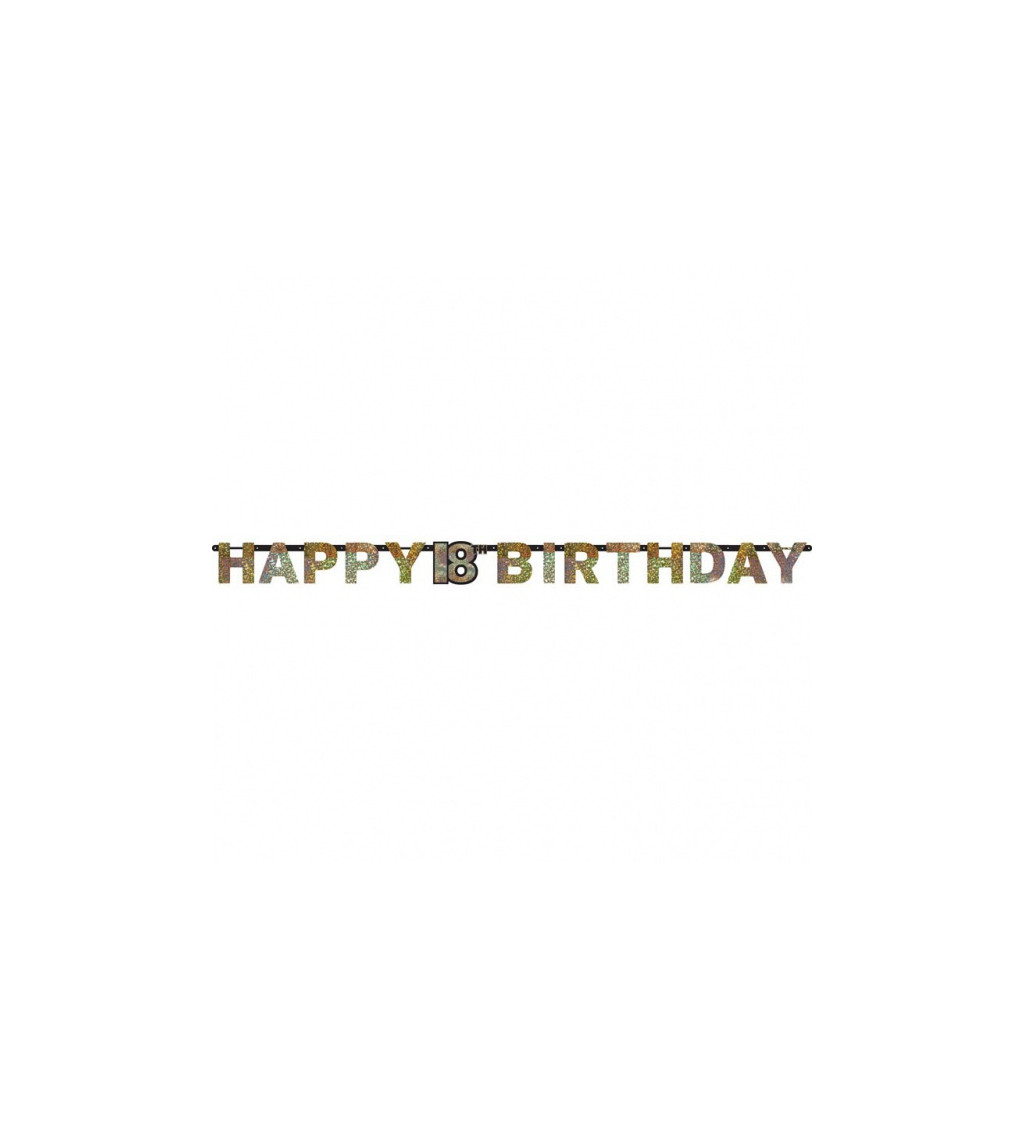  Zlato stříbrný banner – Happy 18th birthday