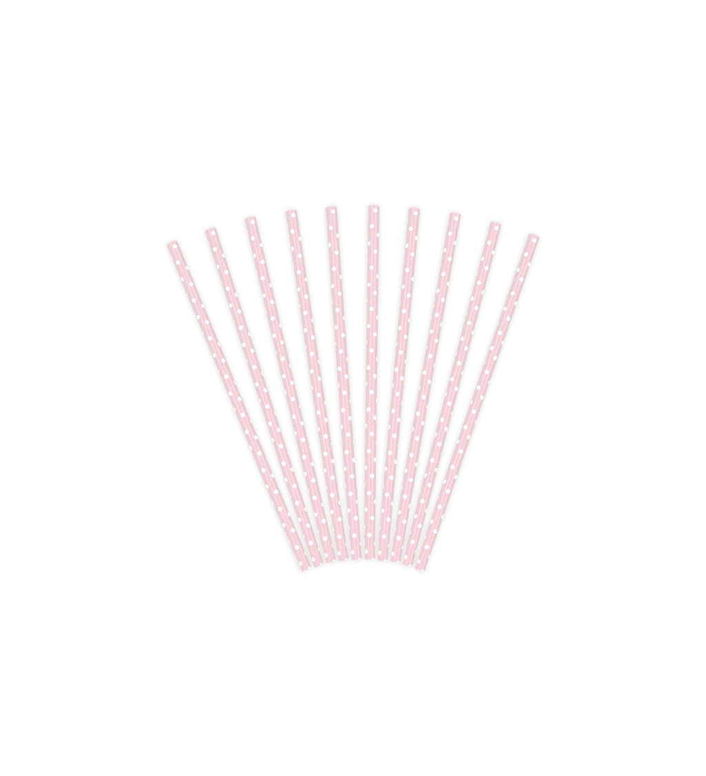 Brčka - Papírová, světle růžová s bílými puntíky