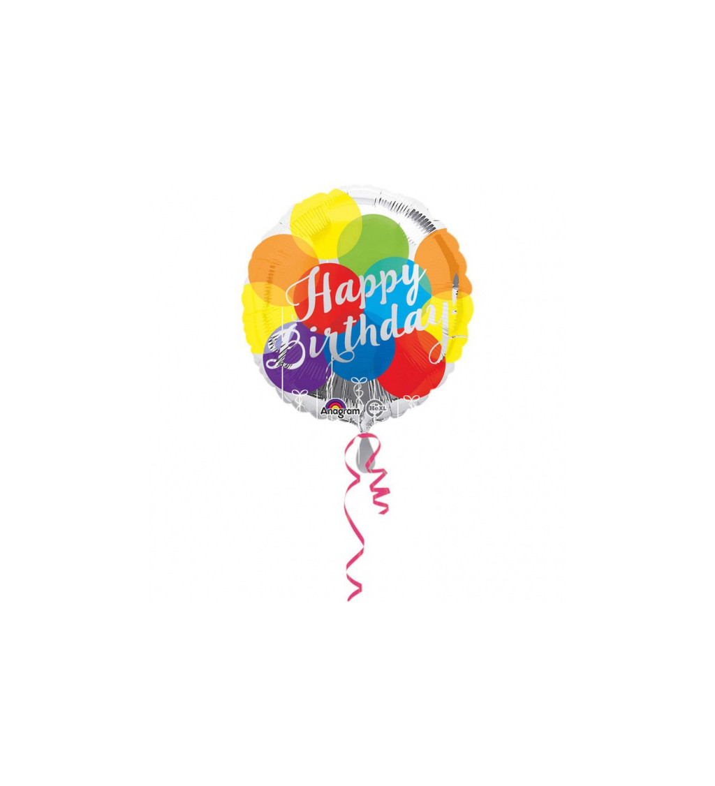 Puntíkatý fóliový balónek Happy Birthday