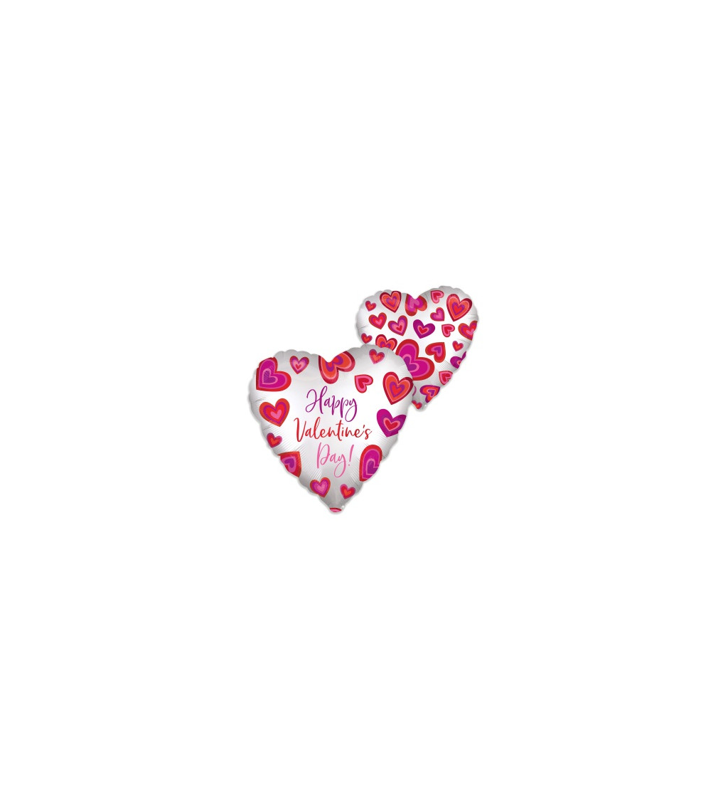 Fóliový balónek Happy Valentines Day - srdce IV