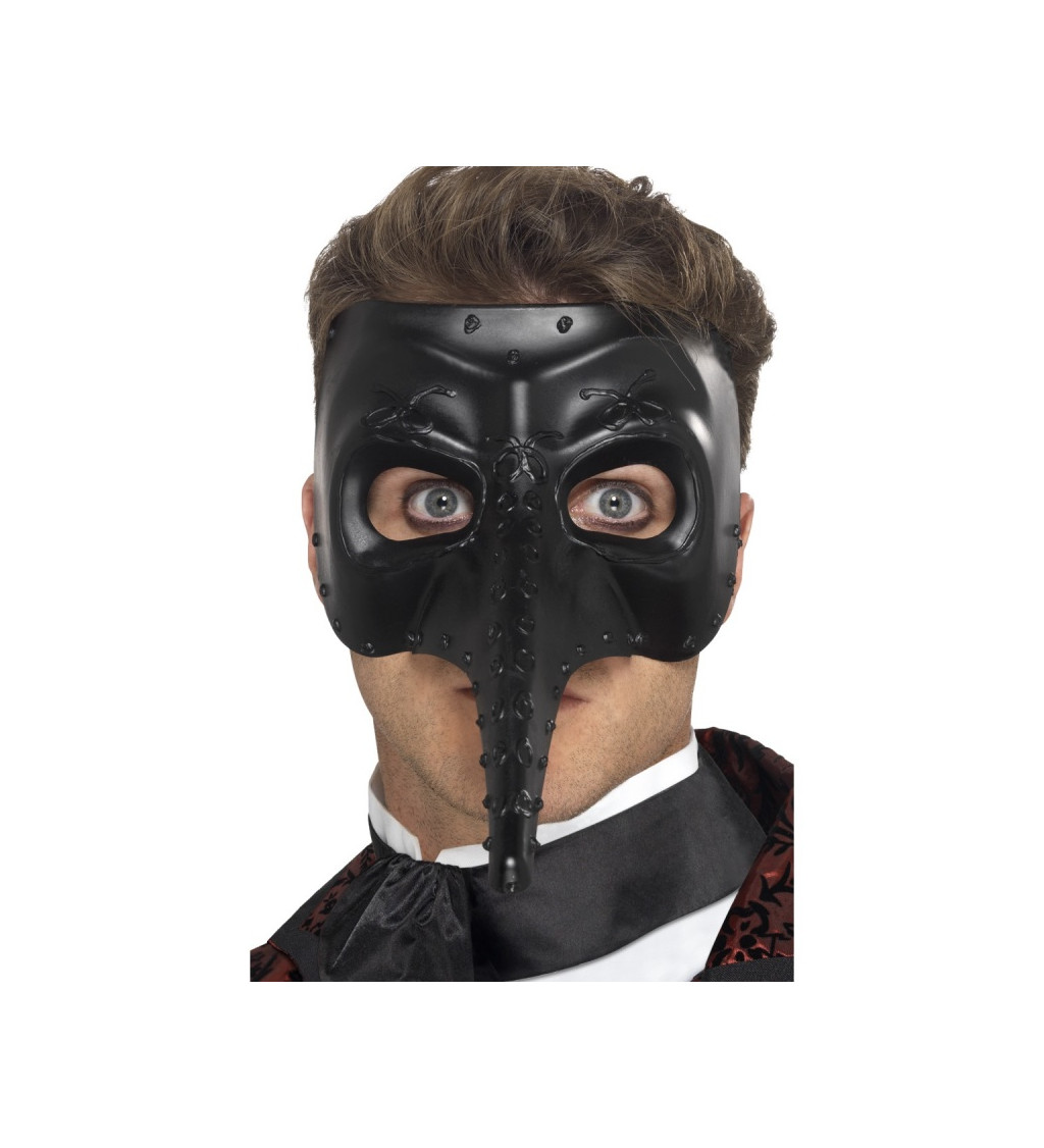 Maska - Benátská s nosem, černá