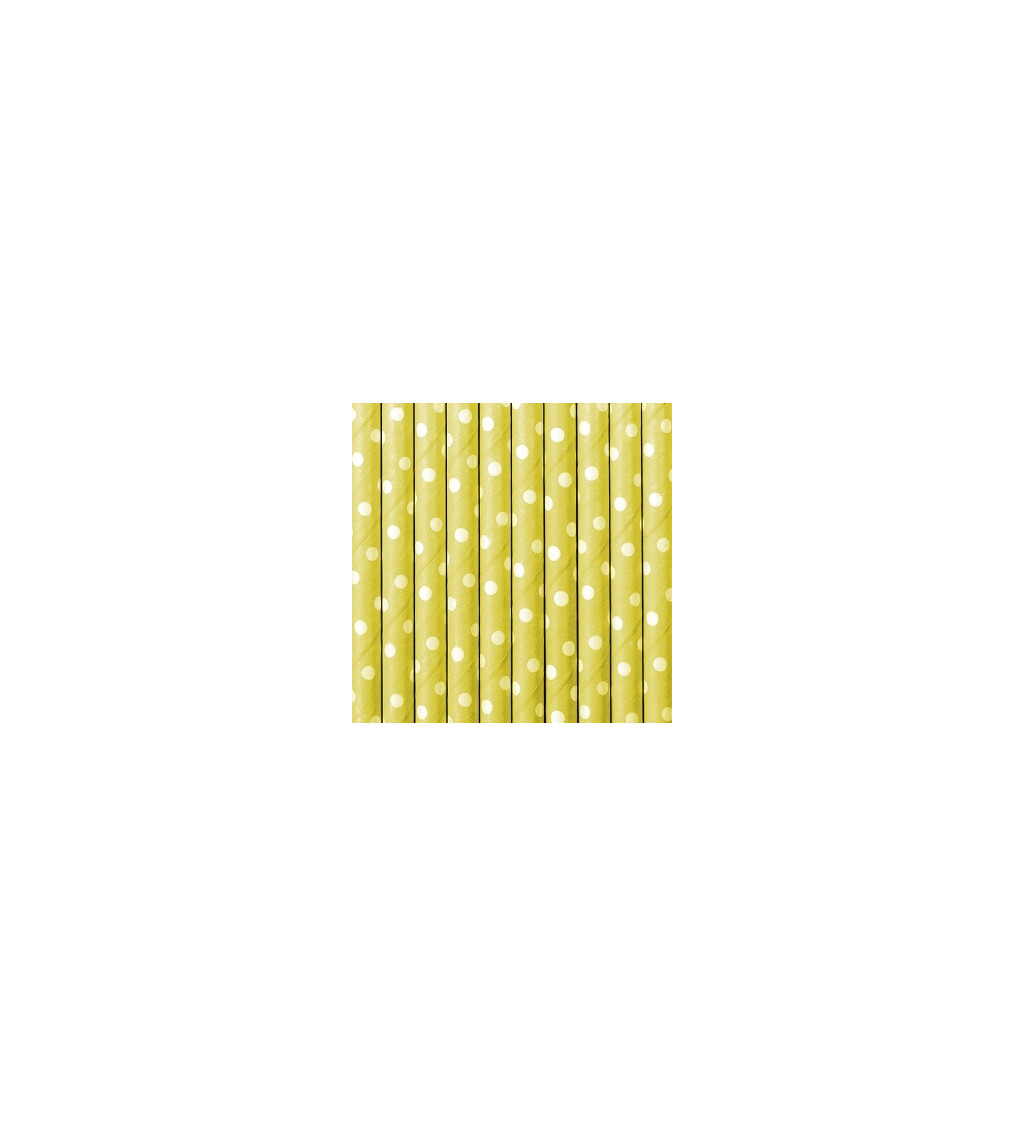 Brčka - Papírová, bílá se žlutými puntíky