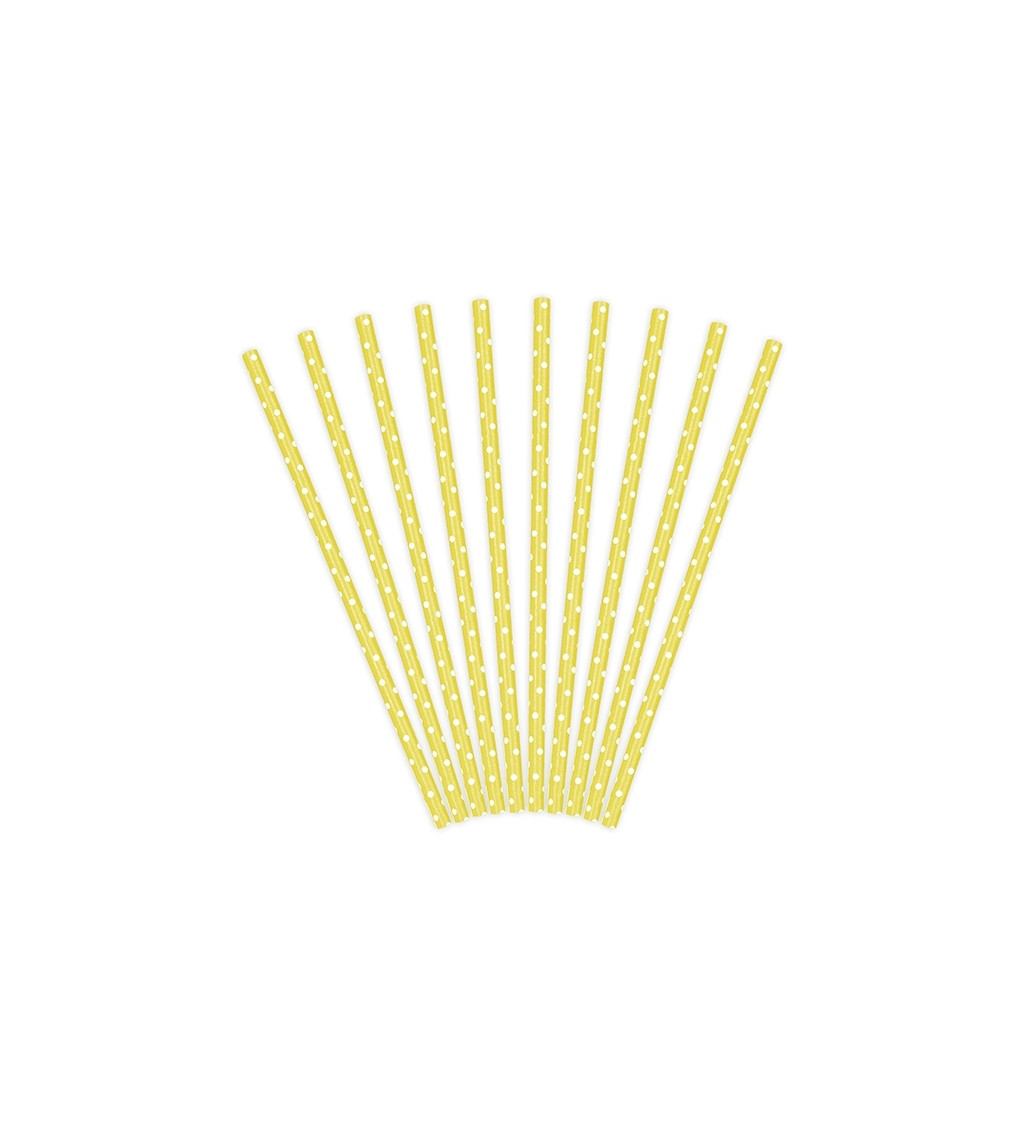 Brčka - Papírová, bílá se žlutými puntíky