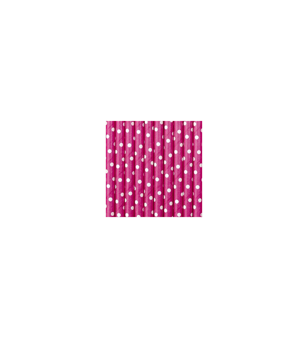 Brčka - Papírová, tmavě růžová s bílými puntíky