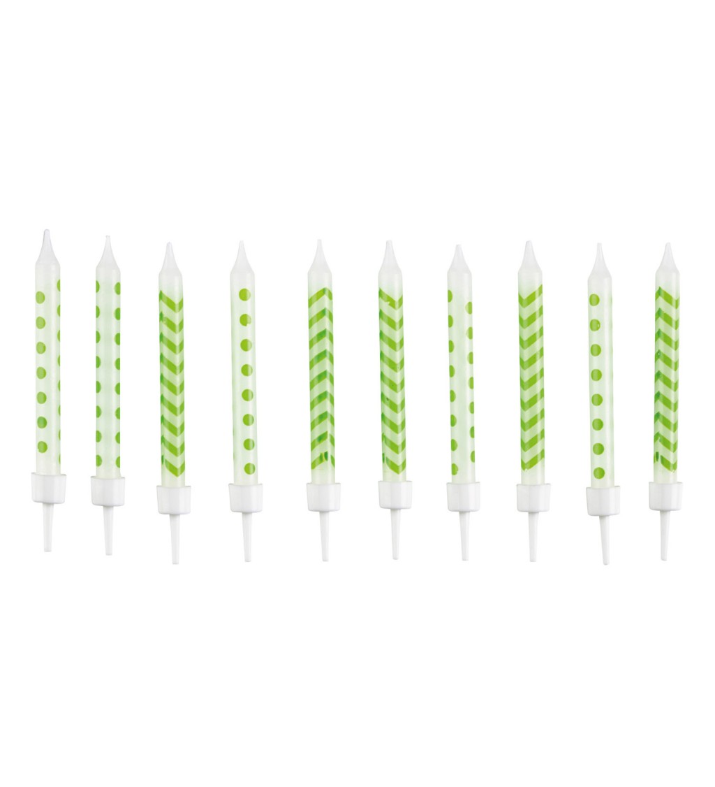 Narozeninové svíčky zelené puntíky a vlnky