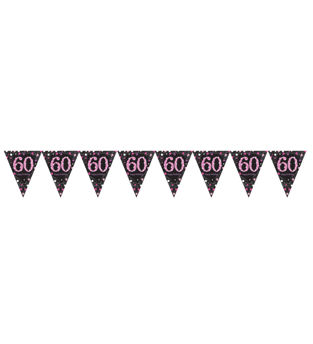 Růžová narozeninová girlanda - praporky 60
