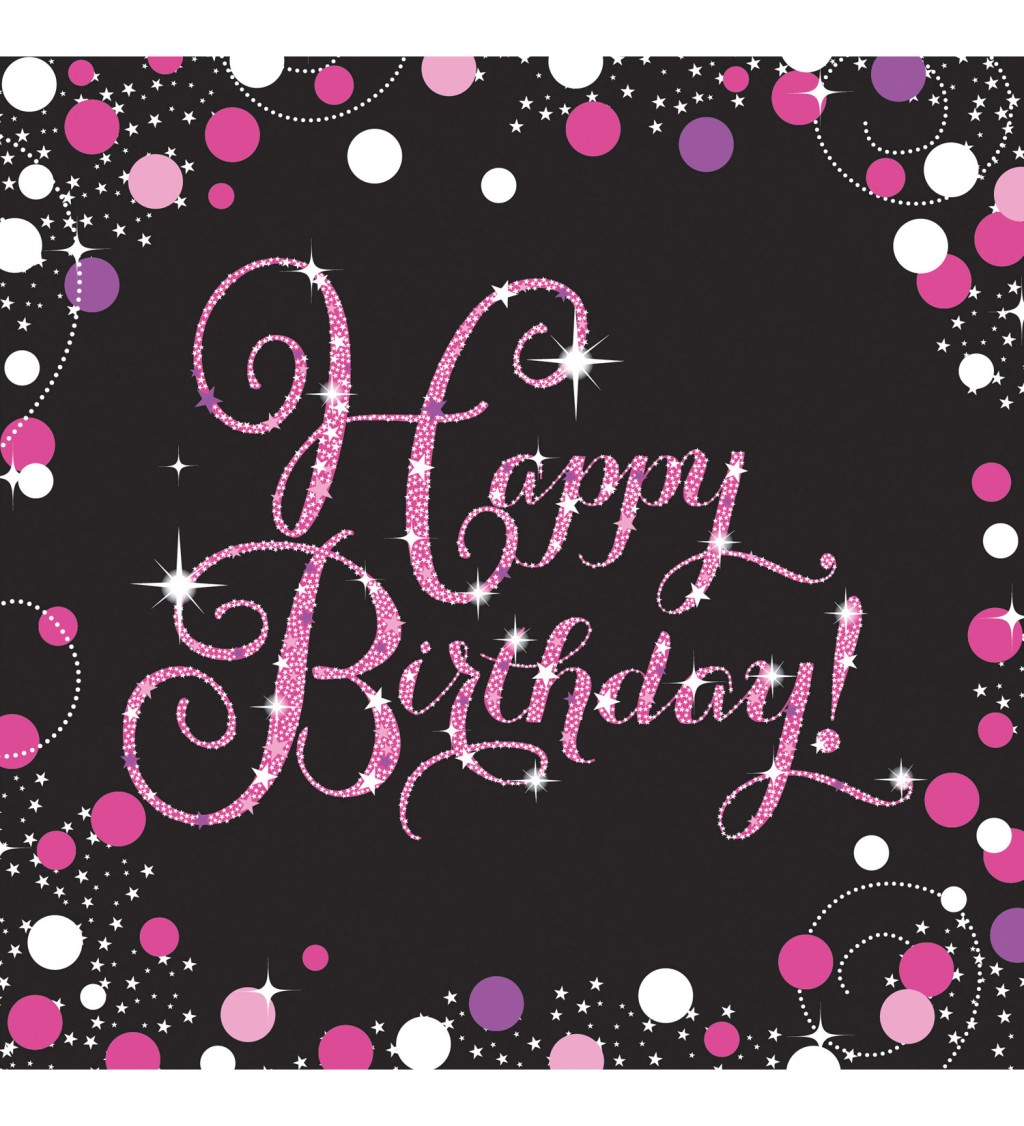 Růžové ubrousky – Happy Birthday
