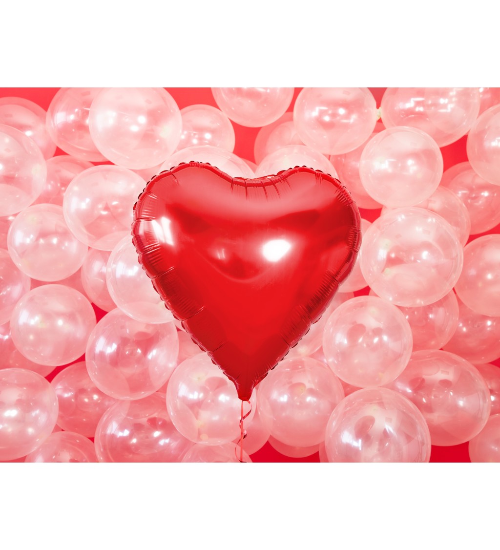 Metalicky červené srdce - fóliový balónek