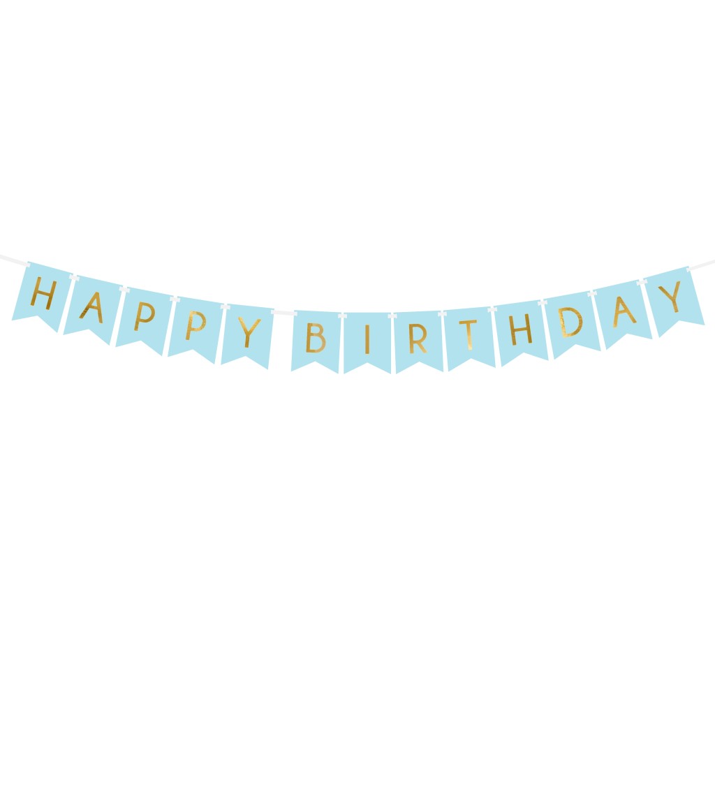 Girlanda s praporky - Happy Birthday modrá