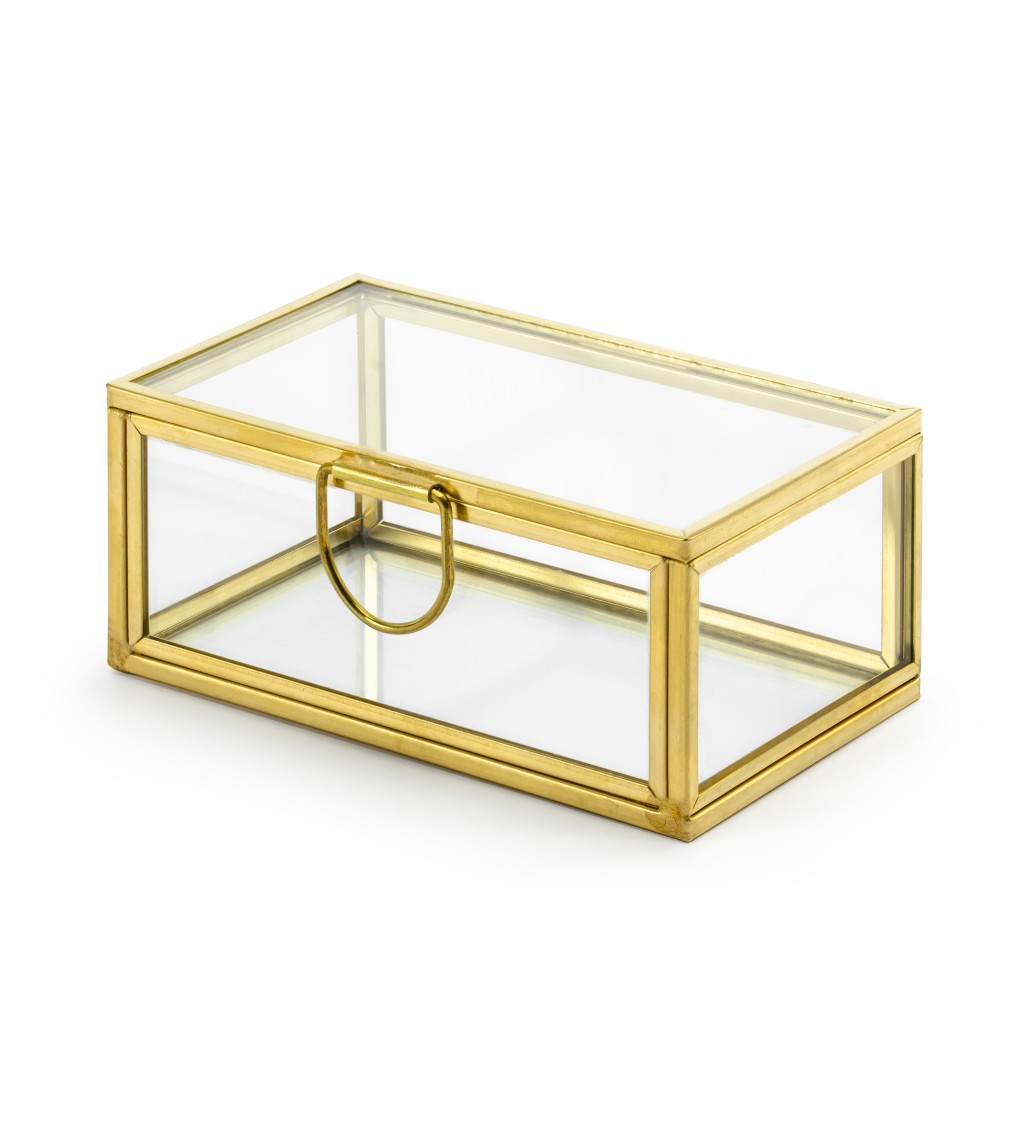 Zlatá svatební krabička na prstýnky