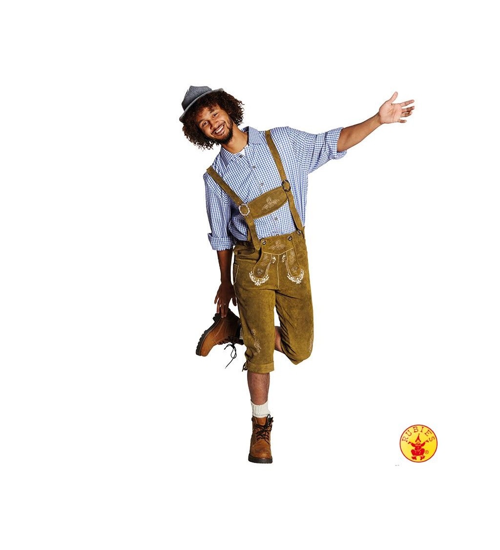 Kalhoty - Oktoberfest, kožené, hnědé