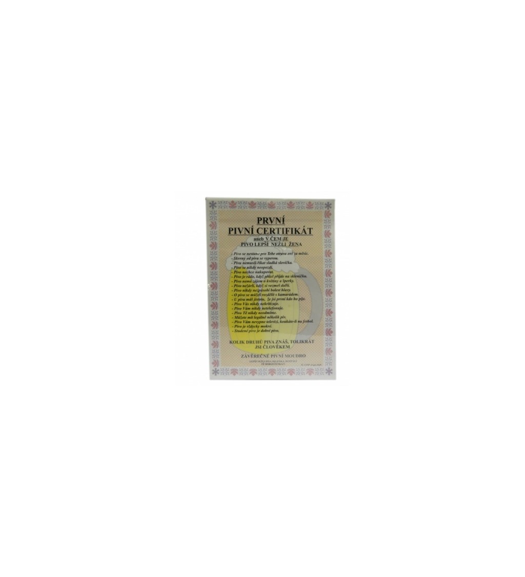První pivní certifikát