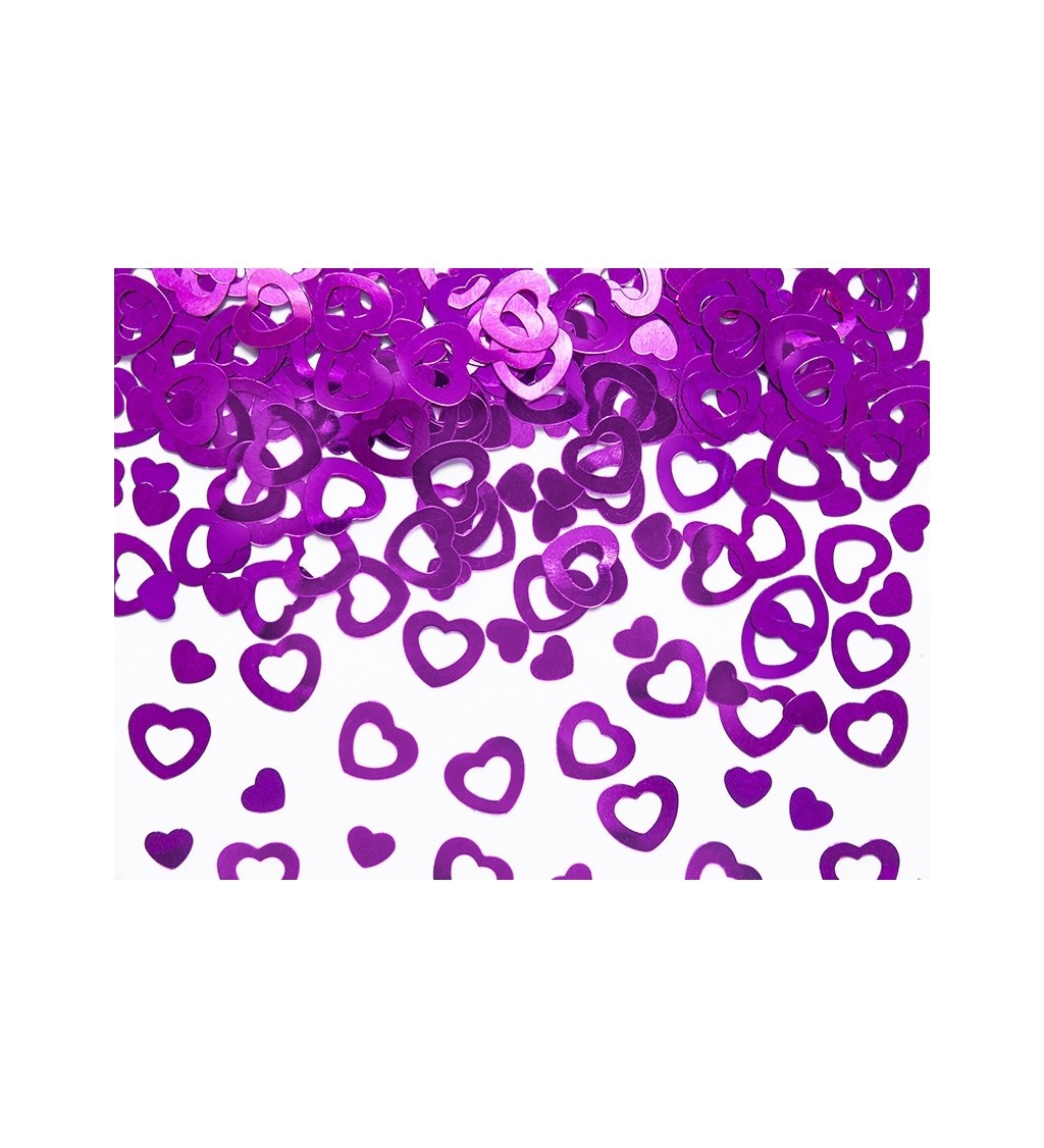 Konfety  motiv fialová srdíčka