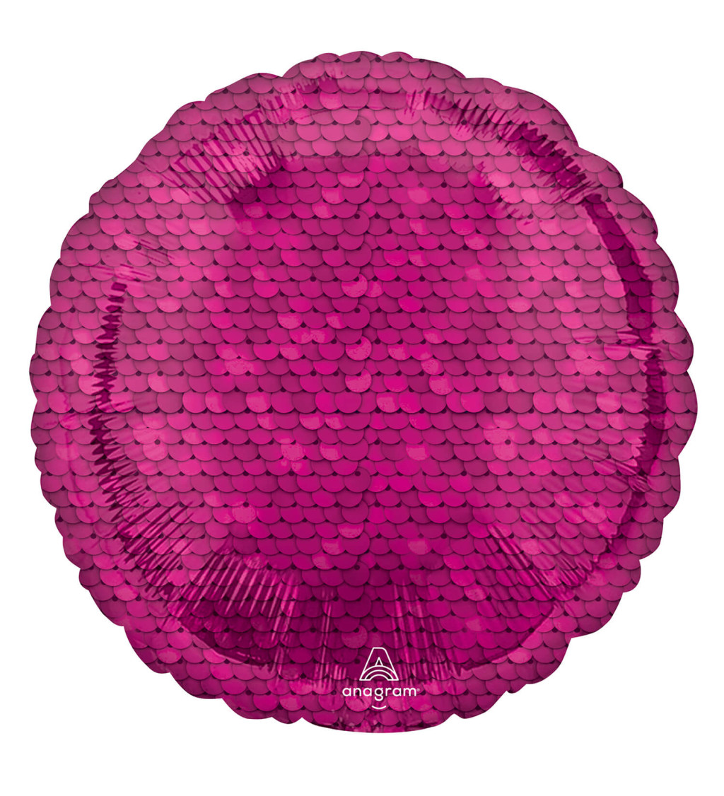 Růžový fóliový balónek s flitry