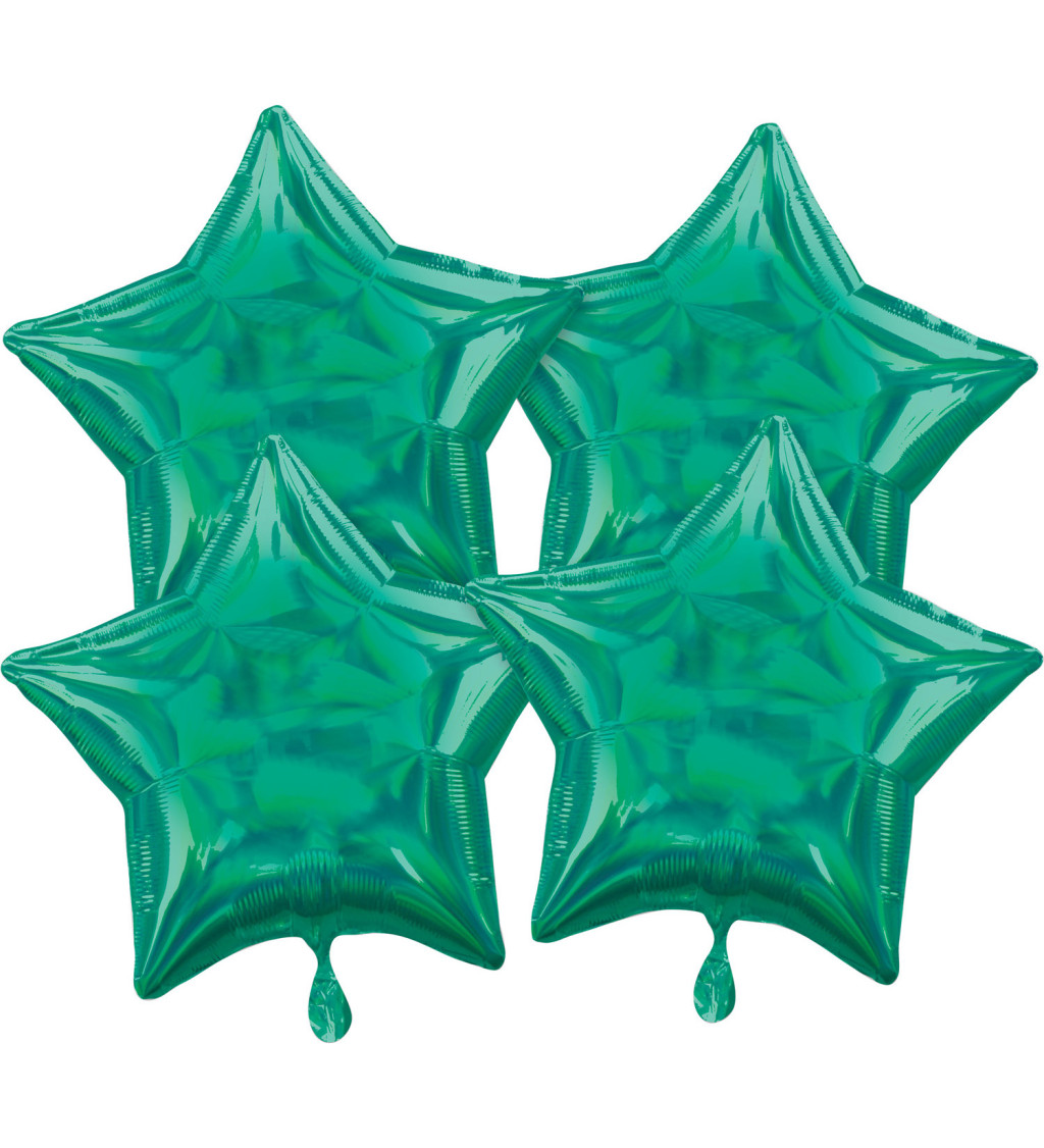 Duhově zelené hvězdy fóliové balónky