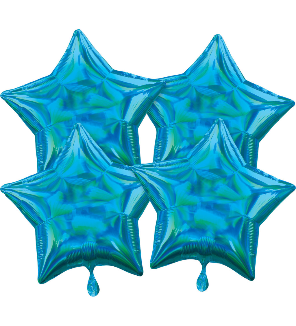 Duhově tyrkysové hvězdy fóliové balónky