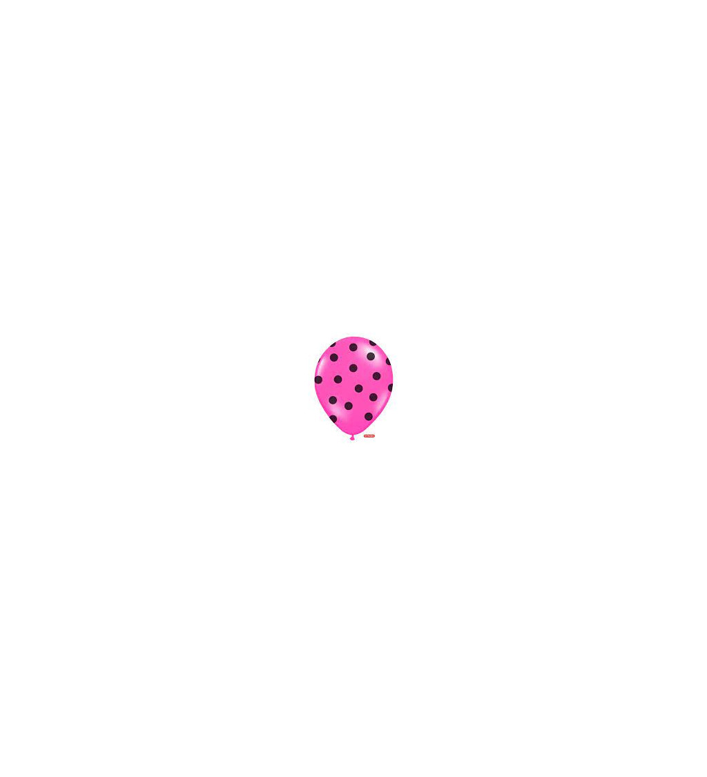 Balonek (tmavě růžový + černé puntíky) 6ks