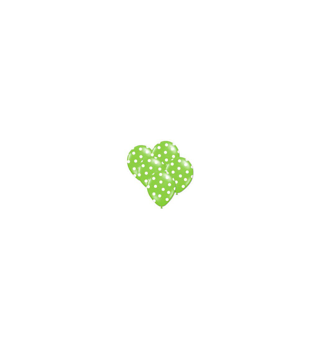 Balónek - Zelený, bílé puntíky - 6ks