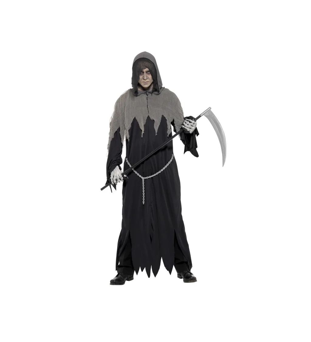 Kostým strašidelný šedo-černý smrťák