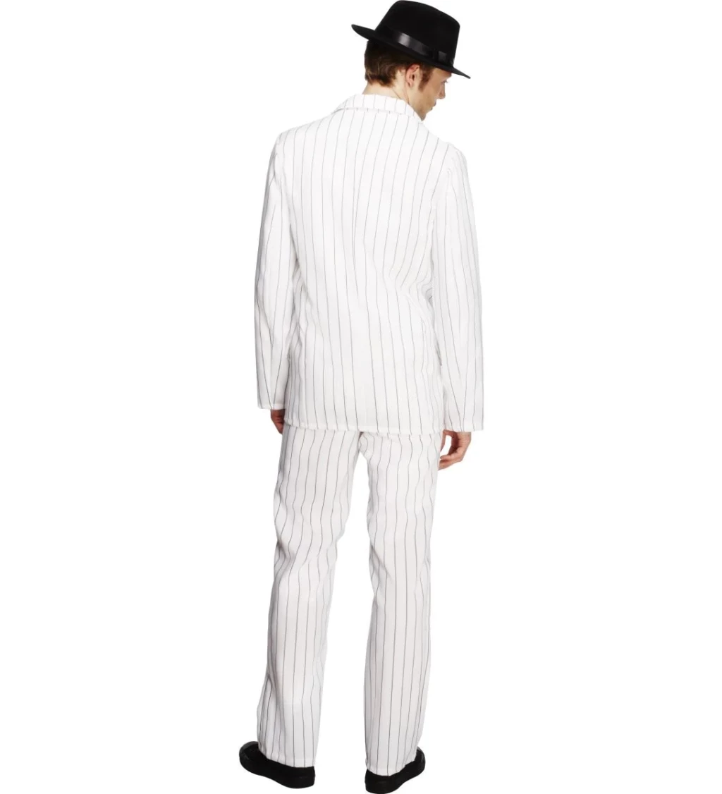 Pánský kostým - Gangster, bílý pruhovaný oblek