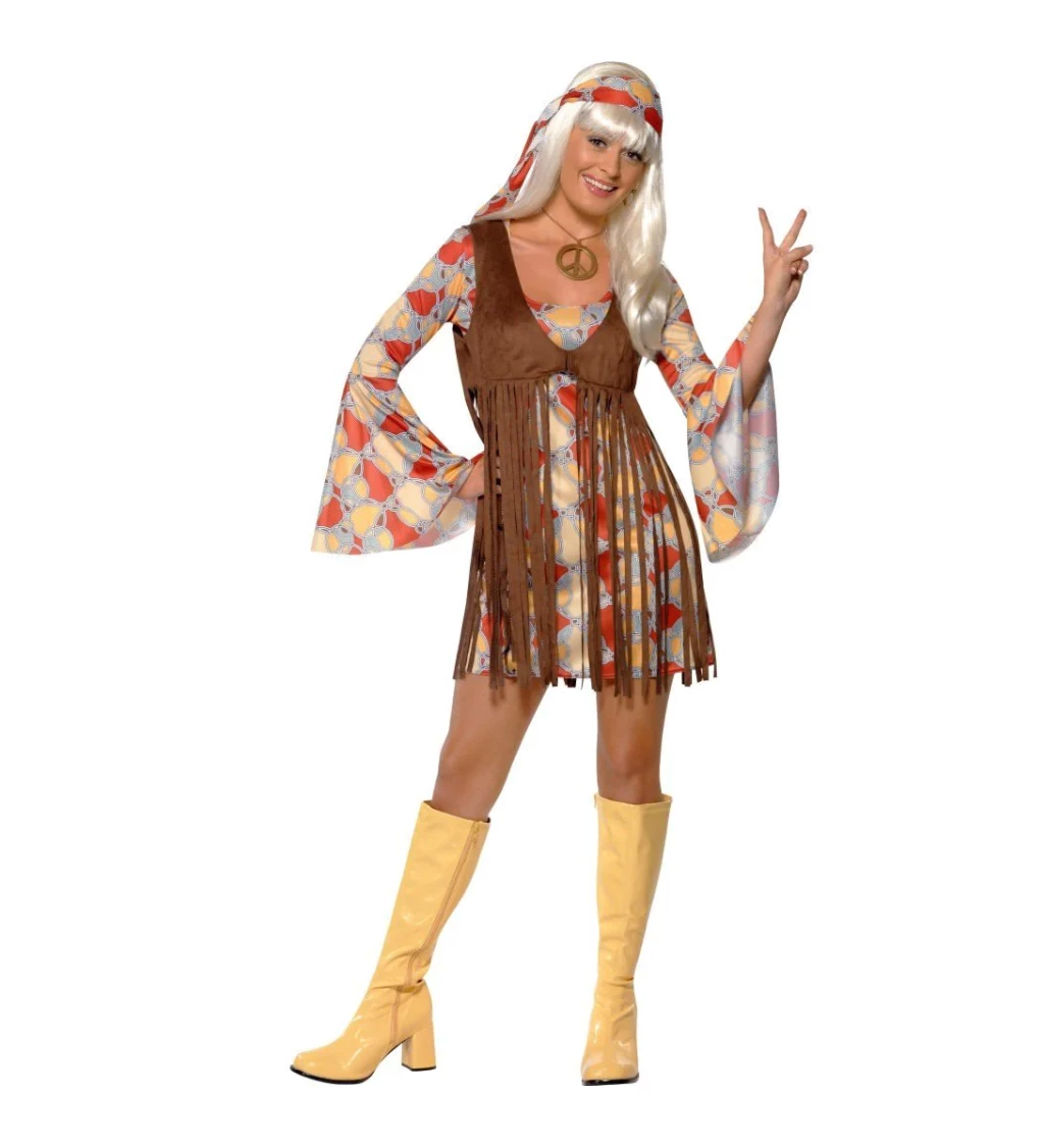 Dámský kostým - Hippie, vesta s třásněmi