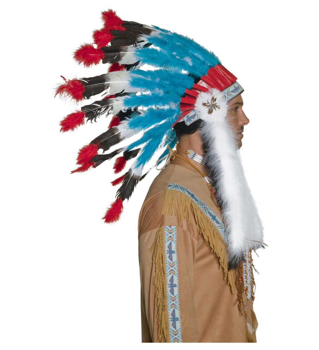 Indiánská čelenka - Modré peří, náčelník