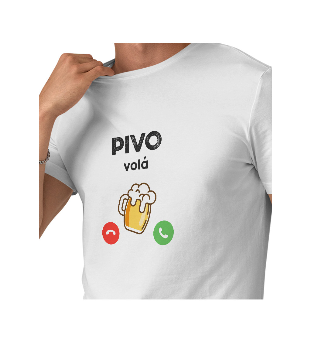 Pánské triko bílé - Pivo volá