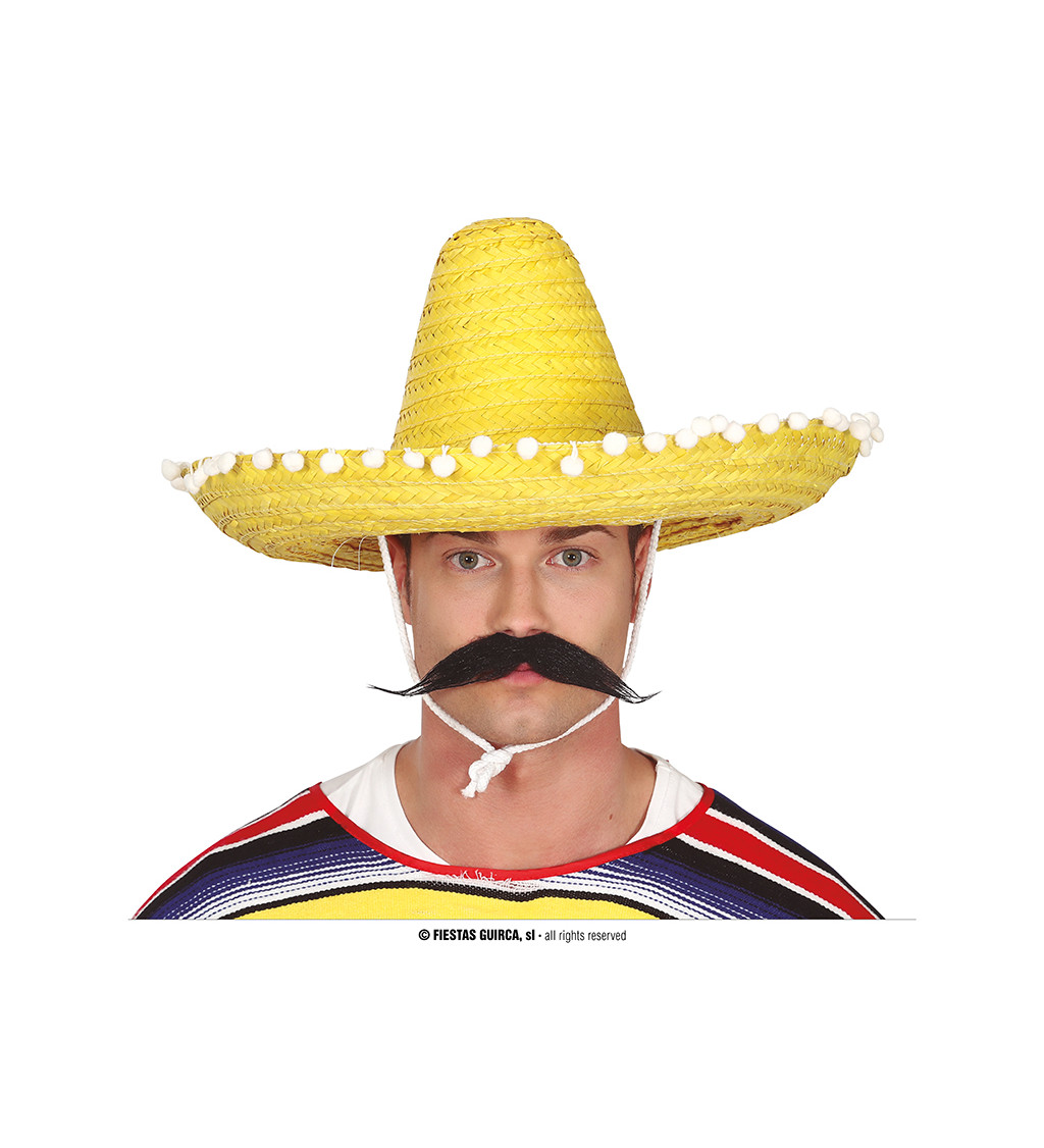 Mexický - žlutý slaměný klobouk