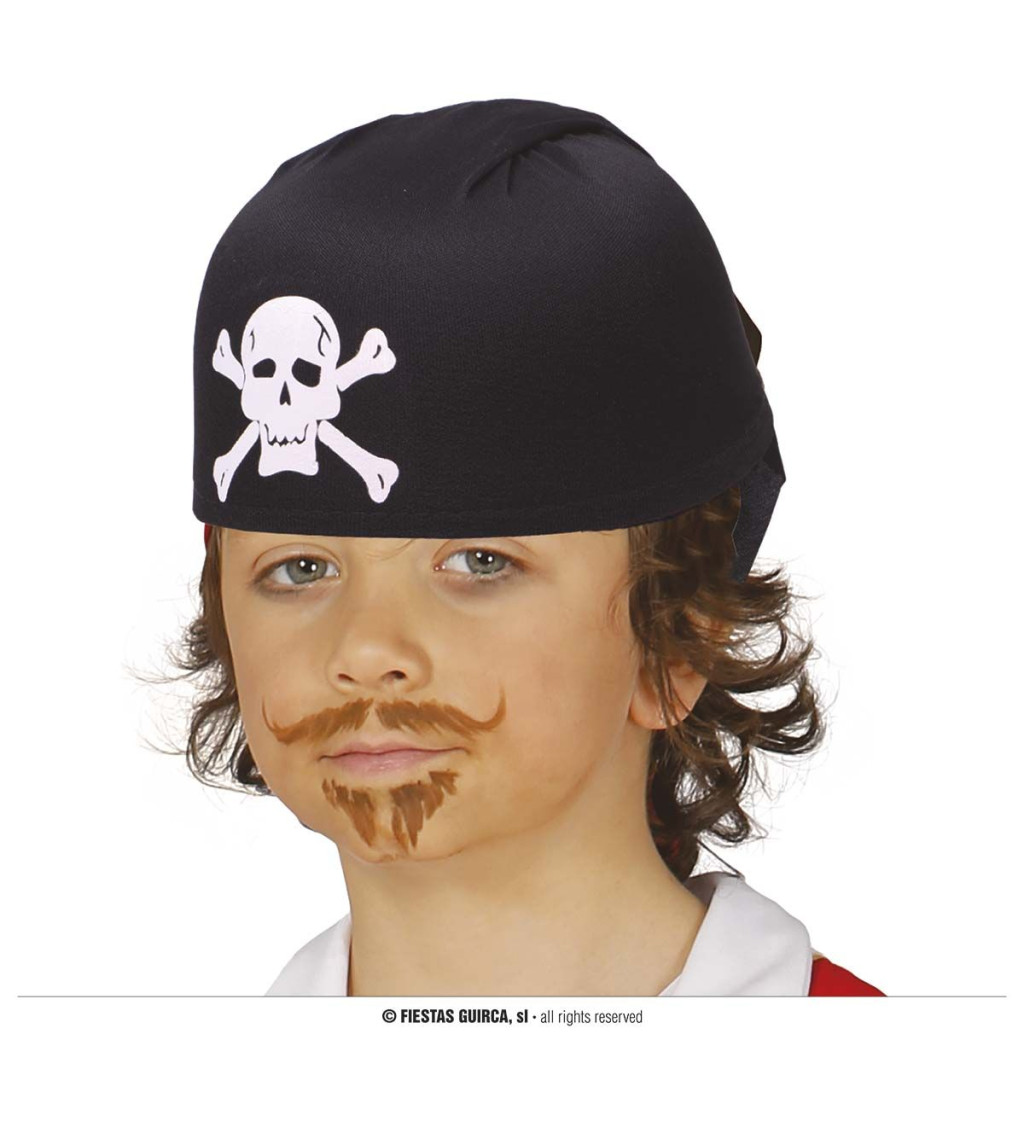 Černý - látkový pirátský klobouk pro děti