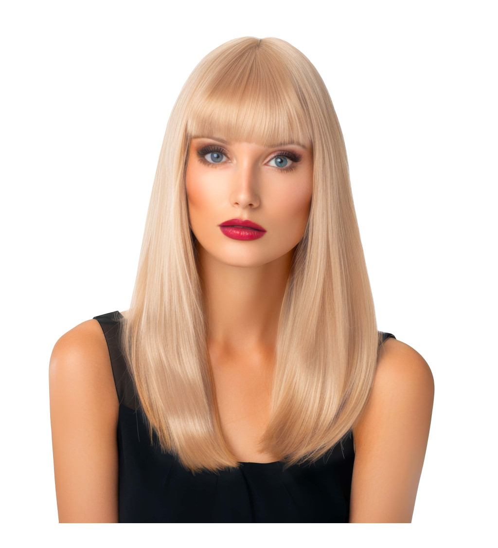 Paruka dámská rovná s ofinou, blond