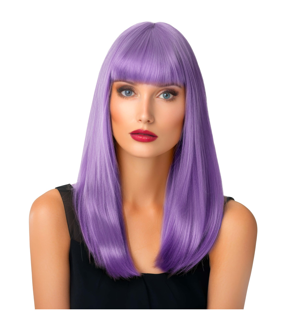 Paruka dámská rovná s ofinou, fialová