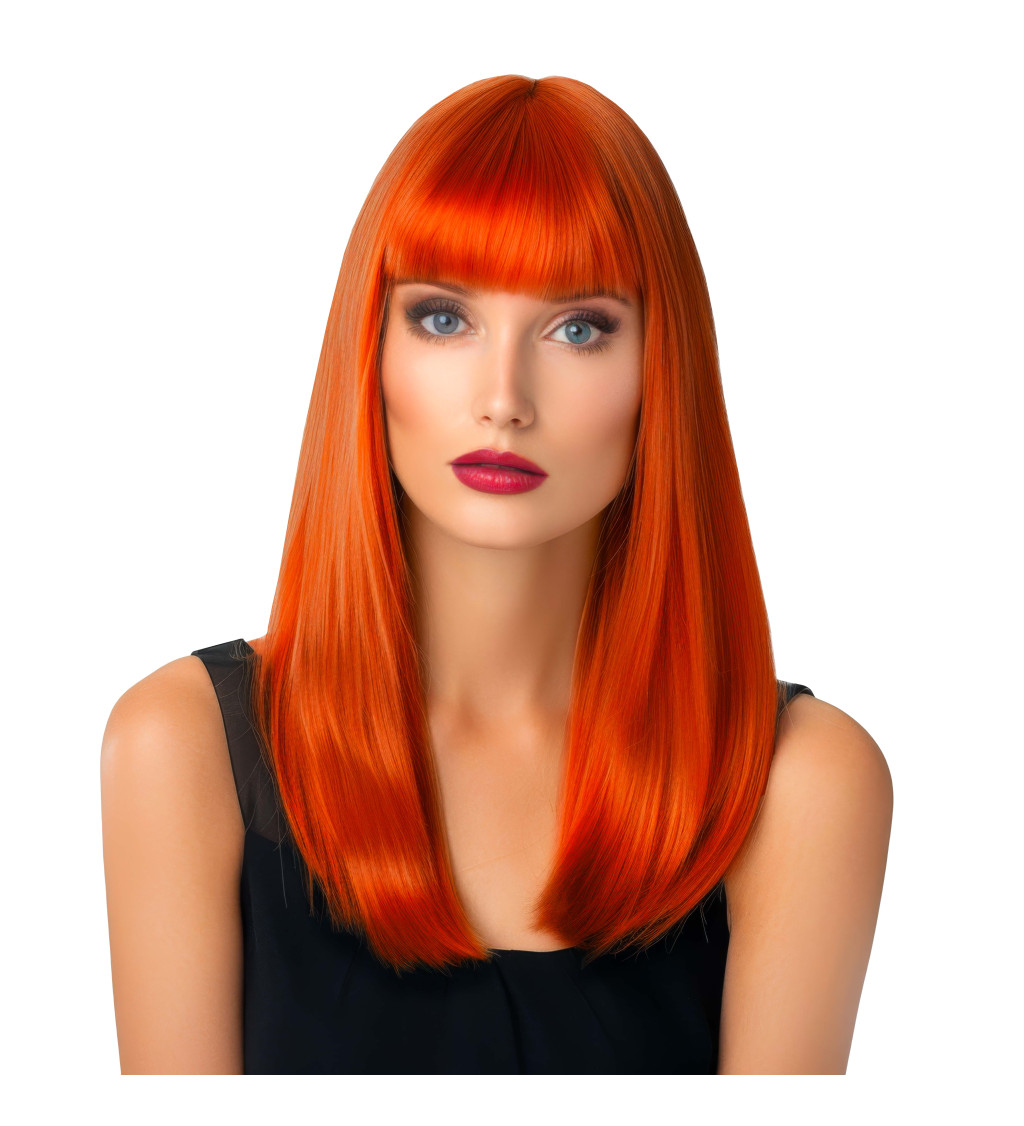 Paruka dámská rovná s ofinou, oranžová