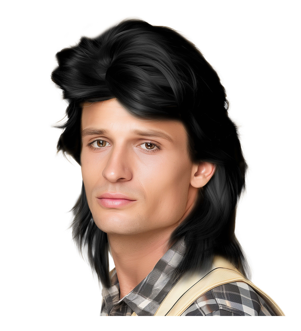 Paruka pánský mullet, černá