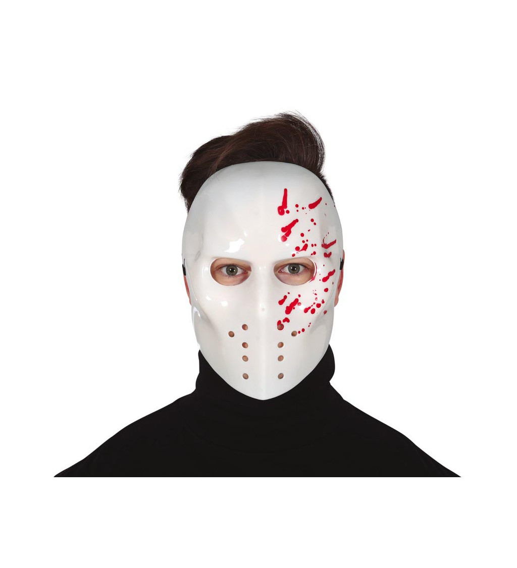 Bílá krvavá hokejová maska