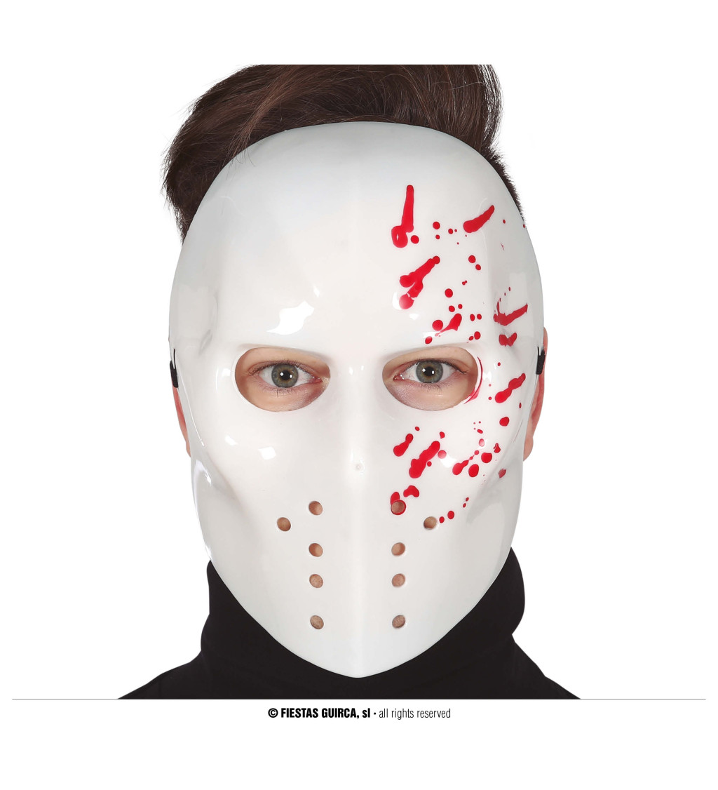 Bílá krvavá hokejová maska