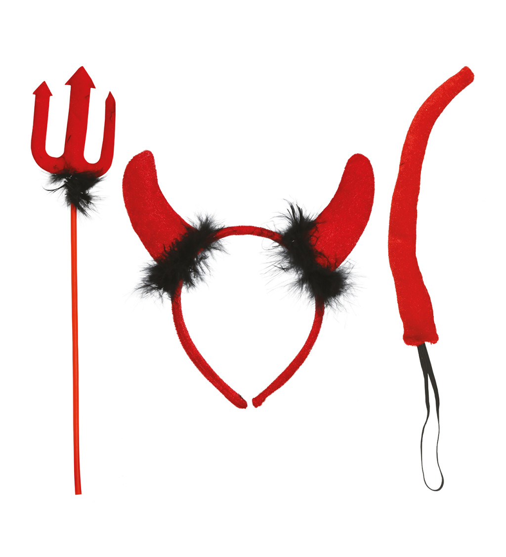 Set pro ďábla: tiara, trojzubec, ocas