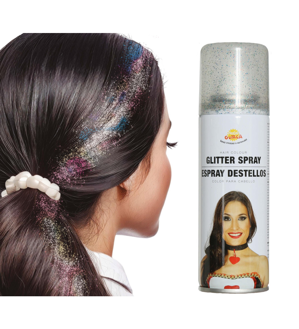Jiskřící vícebarevný sprej na vlasy