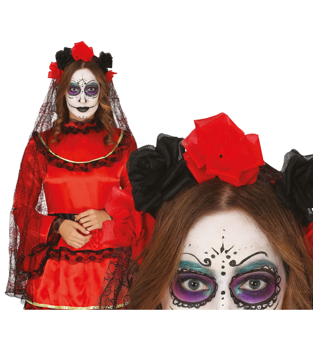 Černé a červené květiny s vévodou