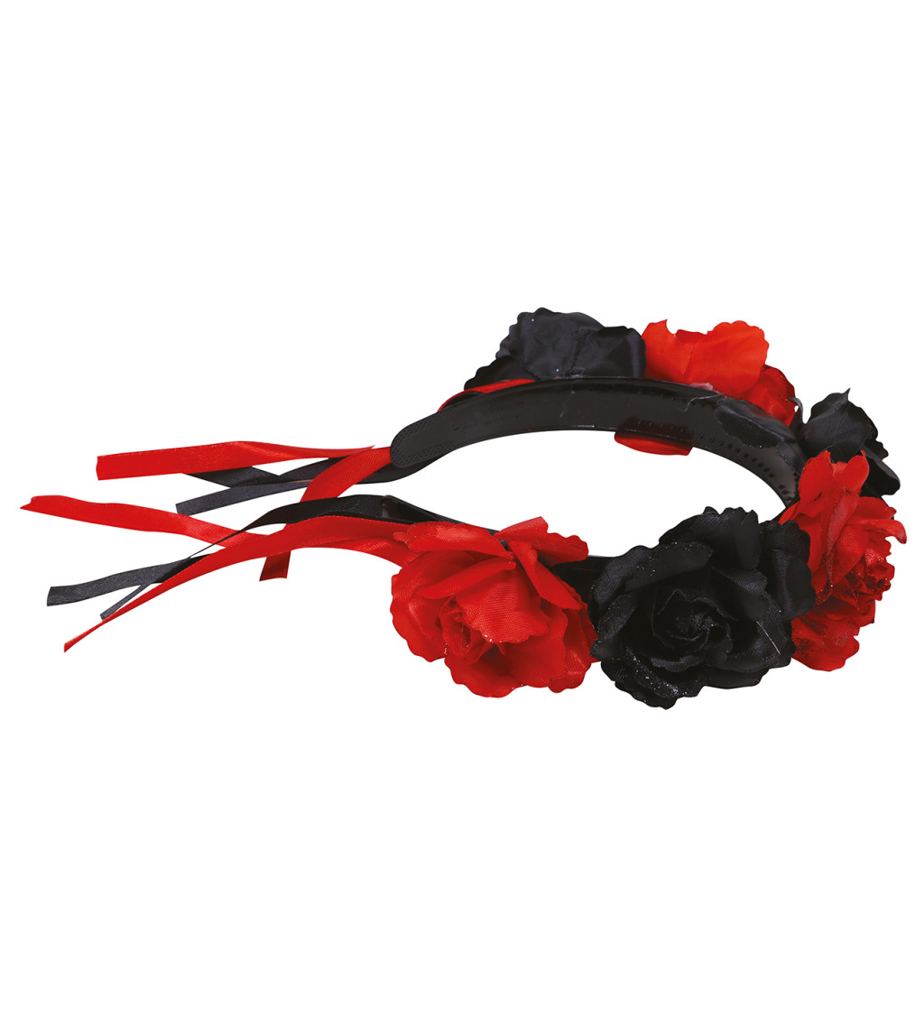 Červená květinová čelenka