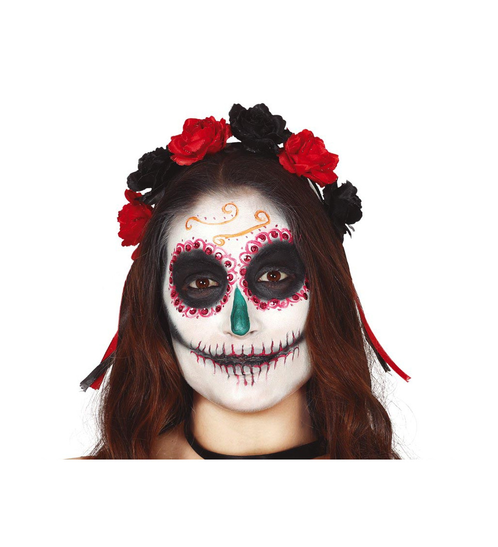 Červená květinová čelenka