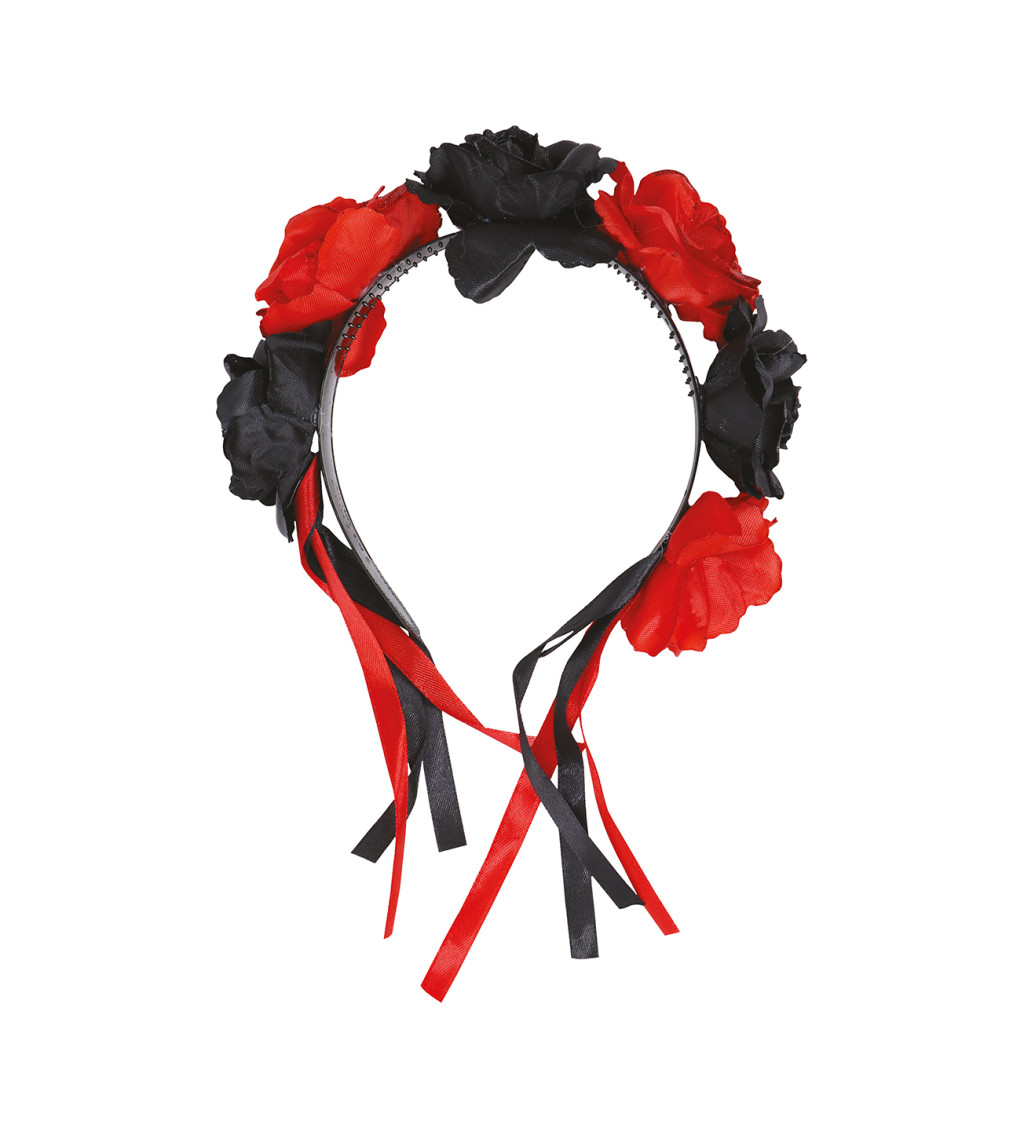 Červená květinová čelenka