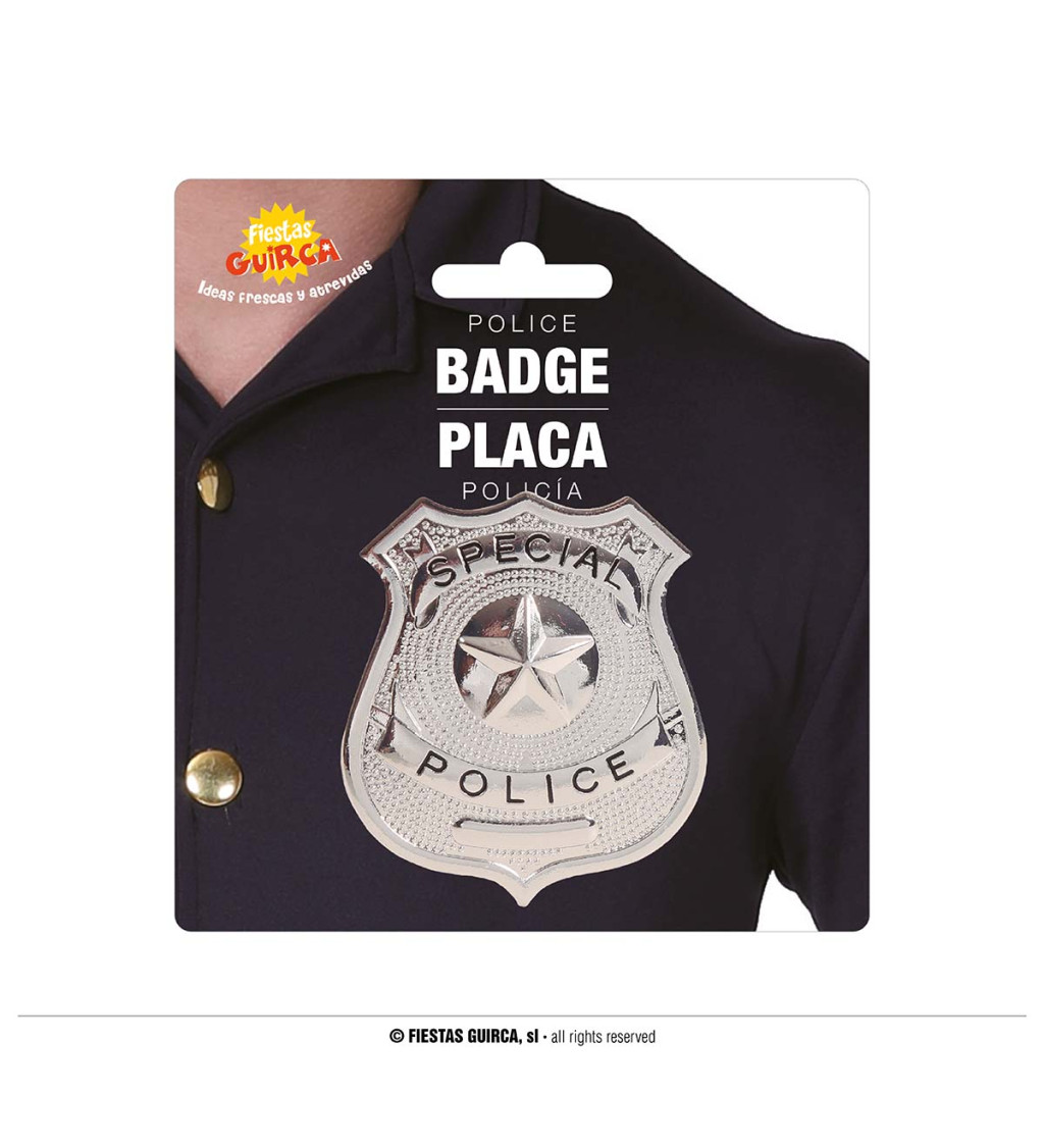 Kovový policejní odznak - stříbrný